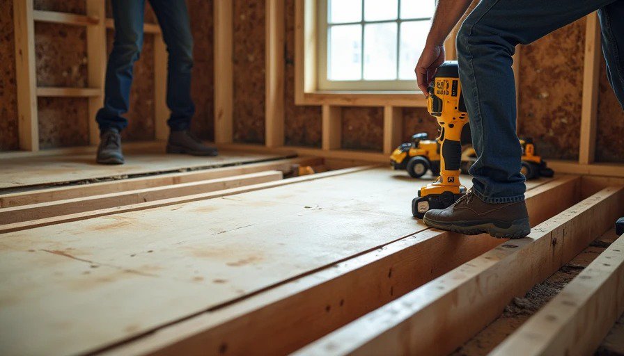 Proper Subfloor Replacement in Progress Installing new subfloor over repaired joists