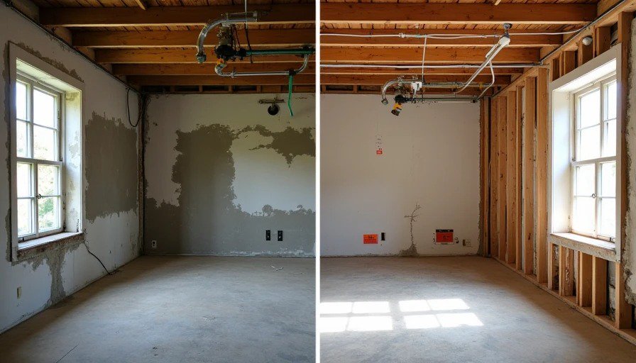 Before and after proper demo and repair