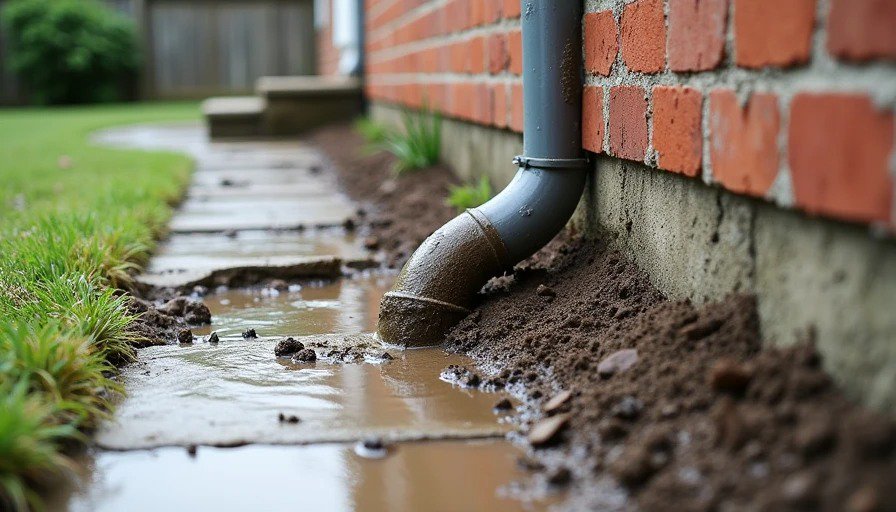 Poor grading directing water to foundation
