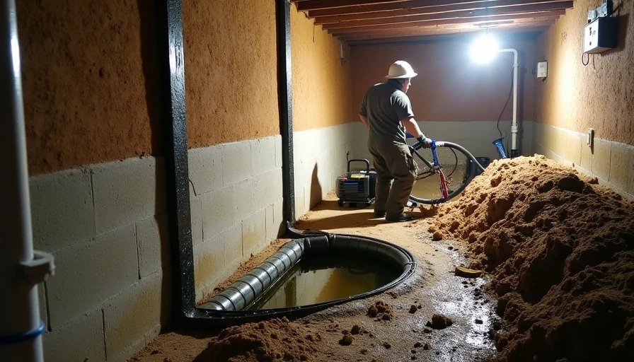 Installing interior basement drainage system